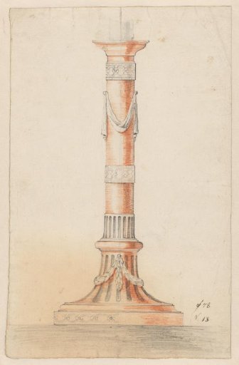 Design for a candelabrum with a drapery and a laurel garland