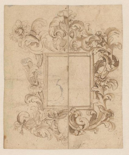 Design for a carved frame, with two alternative halves