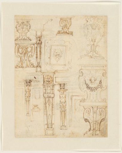 Designs for table feet, pilasters, and panel fillings