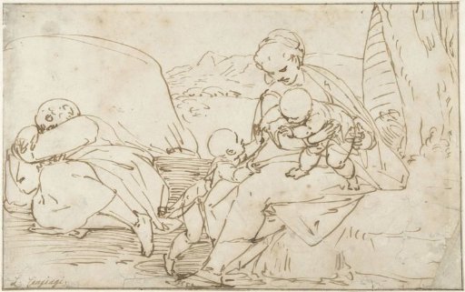 Holy Family with John the Baptist as a child in a landscape