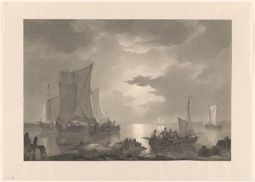 Sailing ships off the coast