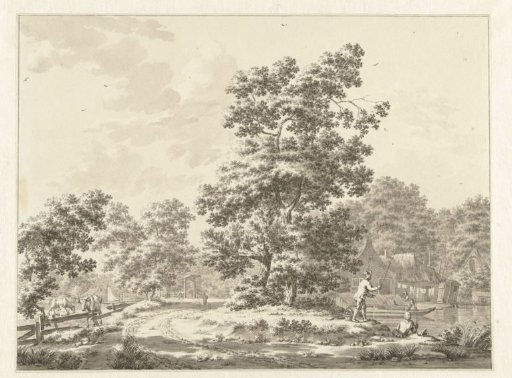 Landscape with two anglers on the right