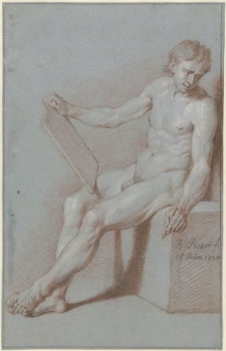Seated academic nude, as a draughtsman