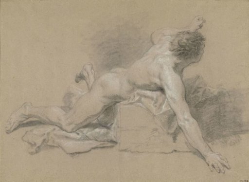Study of a male nude, lying on his stomach