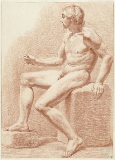 Seated male nude, seen from the side