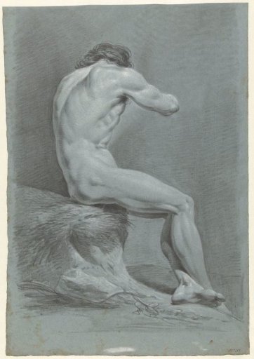 Study of a seated male nude, seen from the side, facing right
