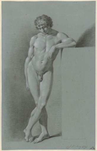 Standing male nude, legs crossed