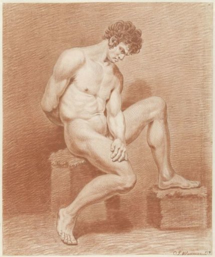 Seated male nude, facing right