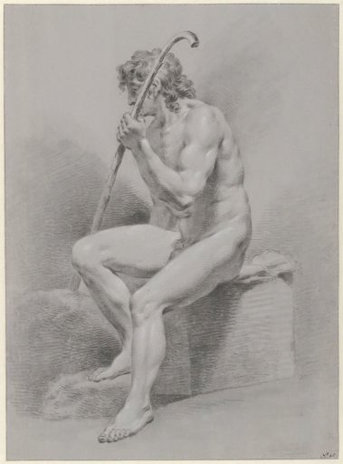 Seated male nude with shepherd's crook