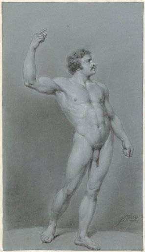 Standing male nude with moustache