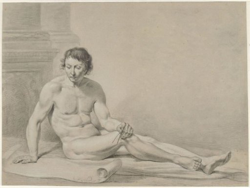 Seated male nude with compass