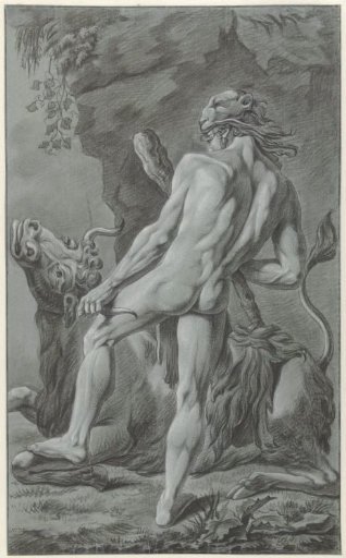 Hercules and the Cretan bull, seen from the back