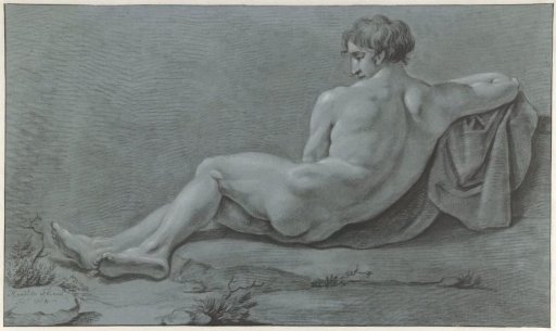 Lying male nude, seen from the back