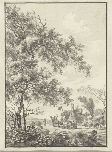 Landscape with a farm cart at an inn