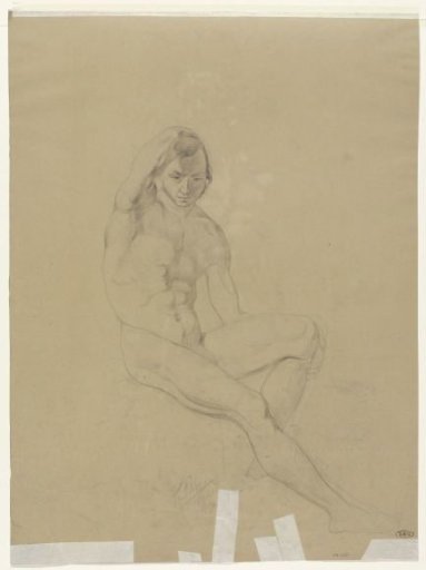 Sketch of a seated male nude