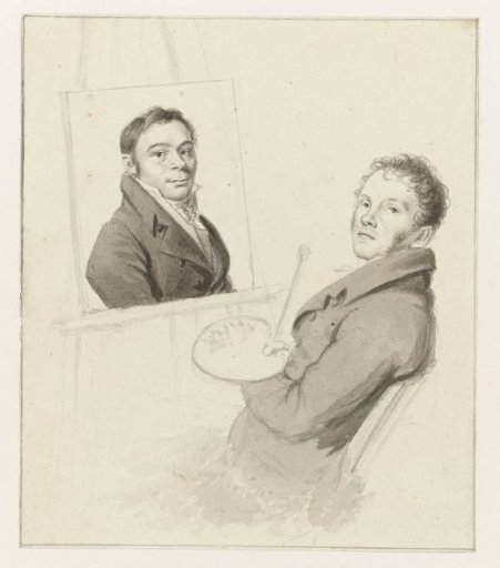 Portrait of Christiaen Andriessen painting a portrait of Izaak Riewert Schmidt