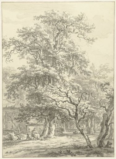 Mother and Child Sitting Under Trees
