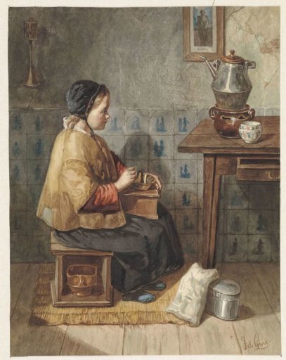 Girl sitting on a stove