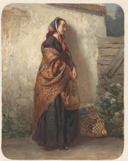 Standing woman with guitar