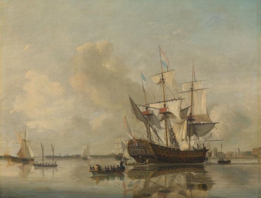 The Navy's Frigate 'Rotterdam' on the Maas off Rotterdam