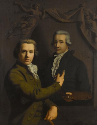 Self Portrait, Pointing at a Portrait of the Artist's deceased Colleague Dirk Jacobsz Ploegsma (1769-91)