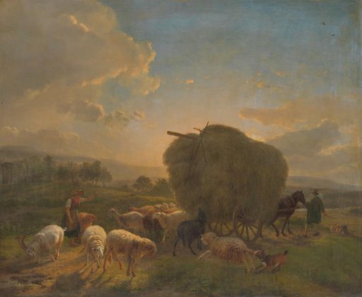 Landscape with Sheep and a Hay Wagon