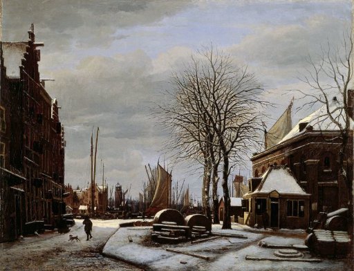Whetstone Market in Amsterdam with the Building 'Het Zeerecht' in Winter (The Slypsteenen at Amsterdam)