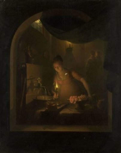 Kitchen by Lamplight