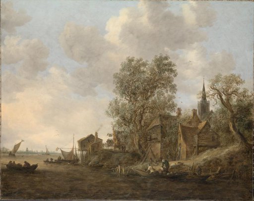 View of a Village on a River