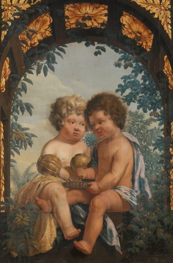 Christian Allegory with two Children both Pouring from a Carafe into a Bowl