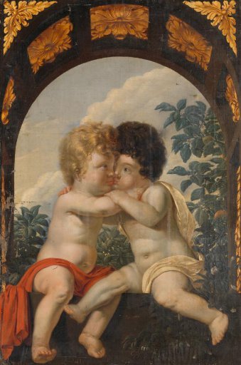 Christian Allegory with two Children Hugging each other