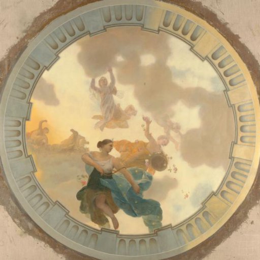 Part (central part) of a ceiling decoration with Diana and her companions as the principal representation