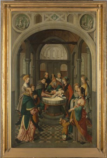 Panel of an Altarpiece with Circumcision of Christ, on verso is Resurrection of Christ
