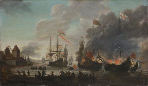 The Dutch Burning English Ships during the Dutch Raid on the Medway, 20 June 1667