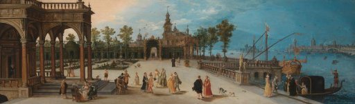 Dancing Party in the Forecourt of an Imaginary Palace with a Capriccio View of Venice in the Distance