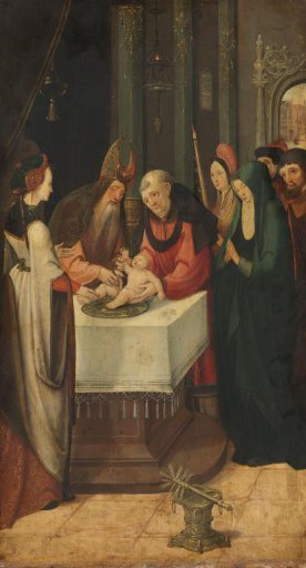 Circumcision of Christ, Left Wing of an Altarpiece, on verso is the Virgin from an Annunciation scene