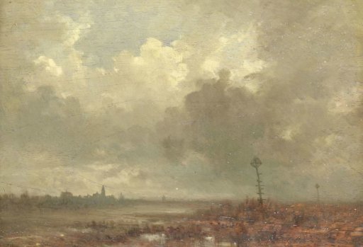 River landscape by evening