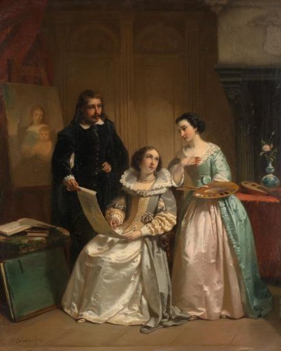 Gerard van Honthorst Showing Amalia of Solms the Drawings of his Pupil Louise of Bohemia