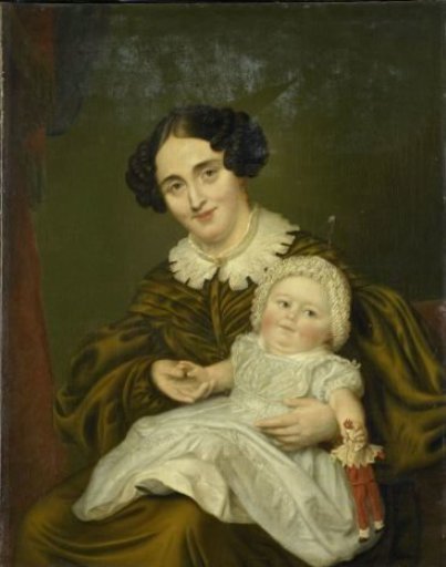 Double portrait of a woman, probably Johanna Gesiena van Demmeltraadt (1804-1878), wife of Jan Hendrik Carp (1788-1845) and her son Clemens Johan (1834-1889) or daughter Anna Johanna (1842-1901)