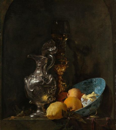 Still Life with a Silver Jug and a Porcelain Bowl