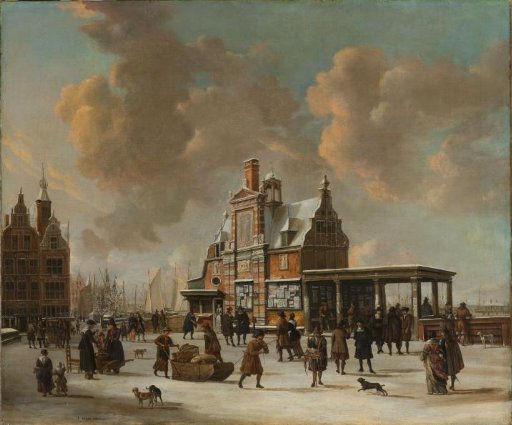 The Paalhuis and the Nieuwe Brug, Amsterdam, in the Winter