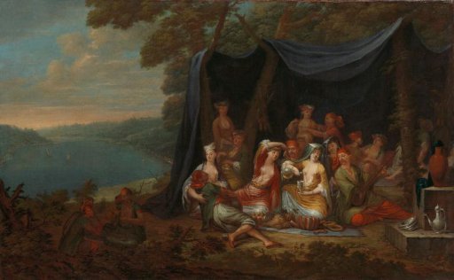 Turkish Courtiers Celebrating Before a Tent