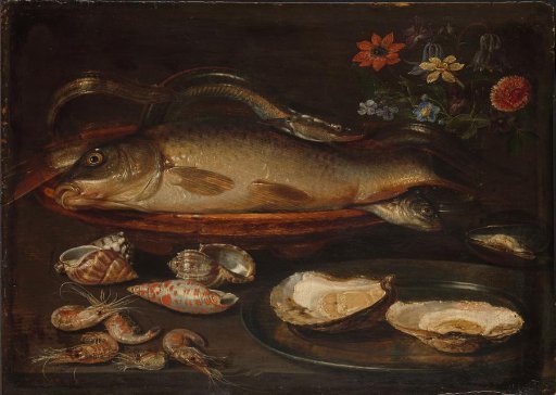Still Life with Fish, Sea Food and Flowers