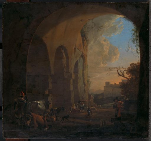 Drovers with Cattle under an Arch of the Colosseum in Rome