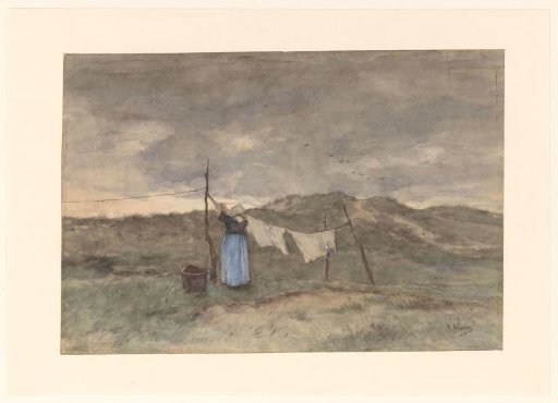 Woman at a Washing Line in the Dunes