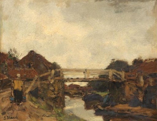 Wooden Bridge over a Canal near Rijswijk