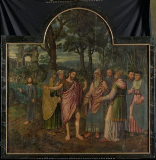 John the Baptist Rebukes the Pharisees, Central Panel of a Triptych