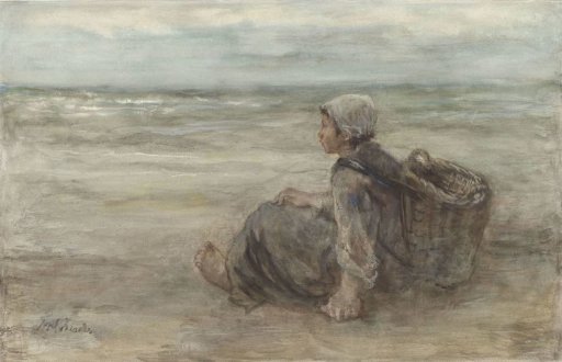 Fisher girl on the beach