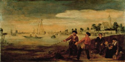 Fishermen on the Bank of the Amstel near the Pauwentuin, Amsterdam