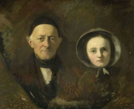 Portrait of Johann Joseph Hermann, the Artist's Father-in-Law, with his Grandchild Ida Schwartze, the Artist's oldest Daughter